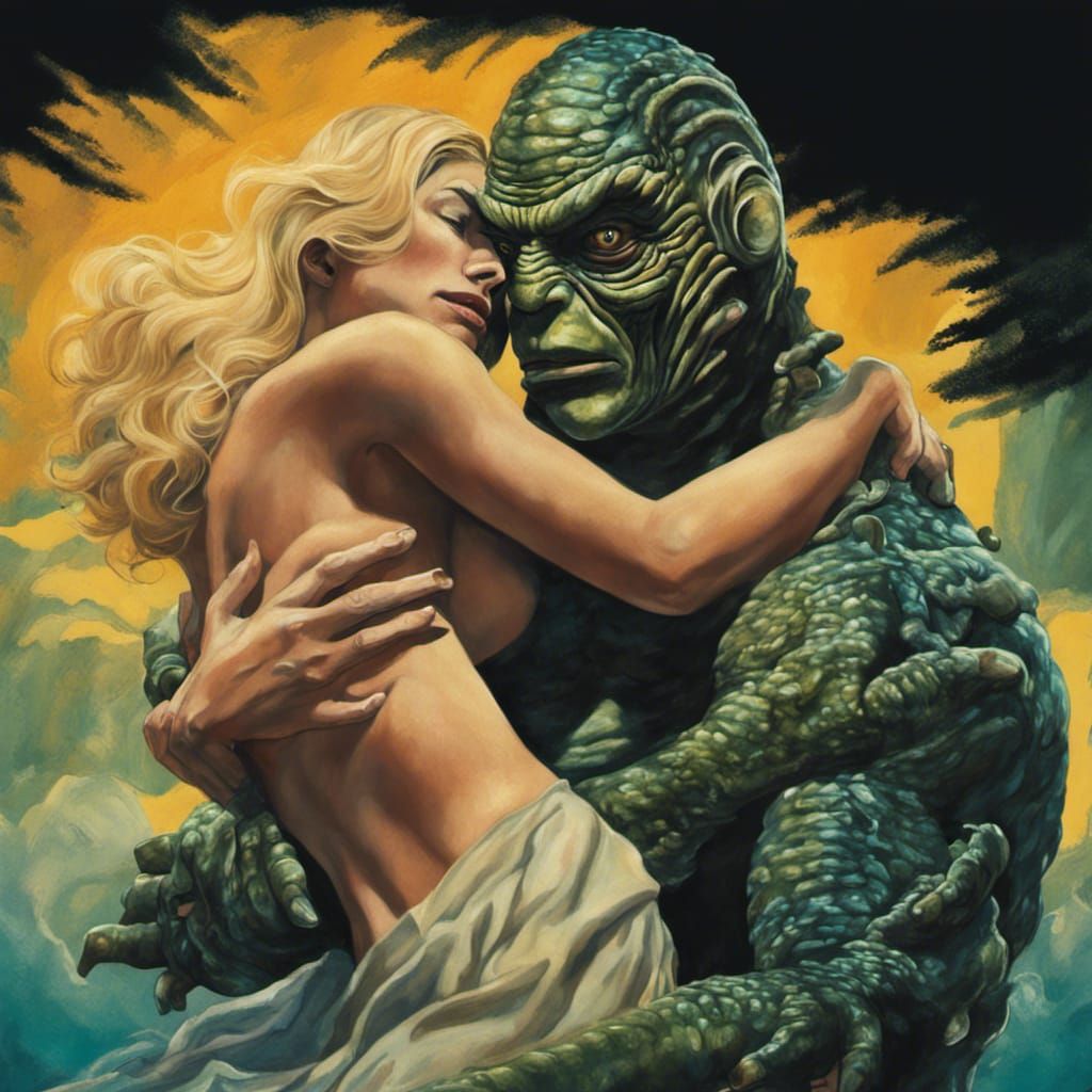 Creature from the Black Lagoon with Sleeping Woman