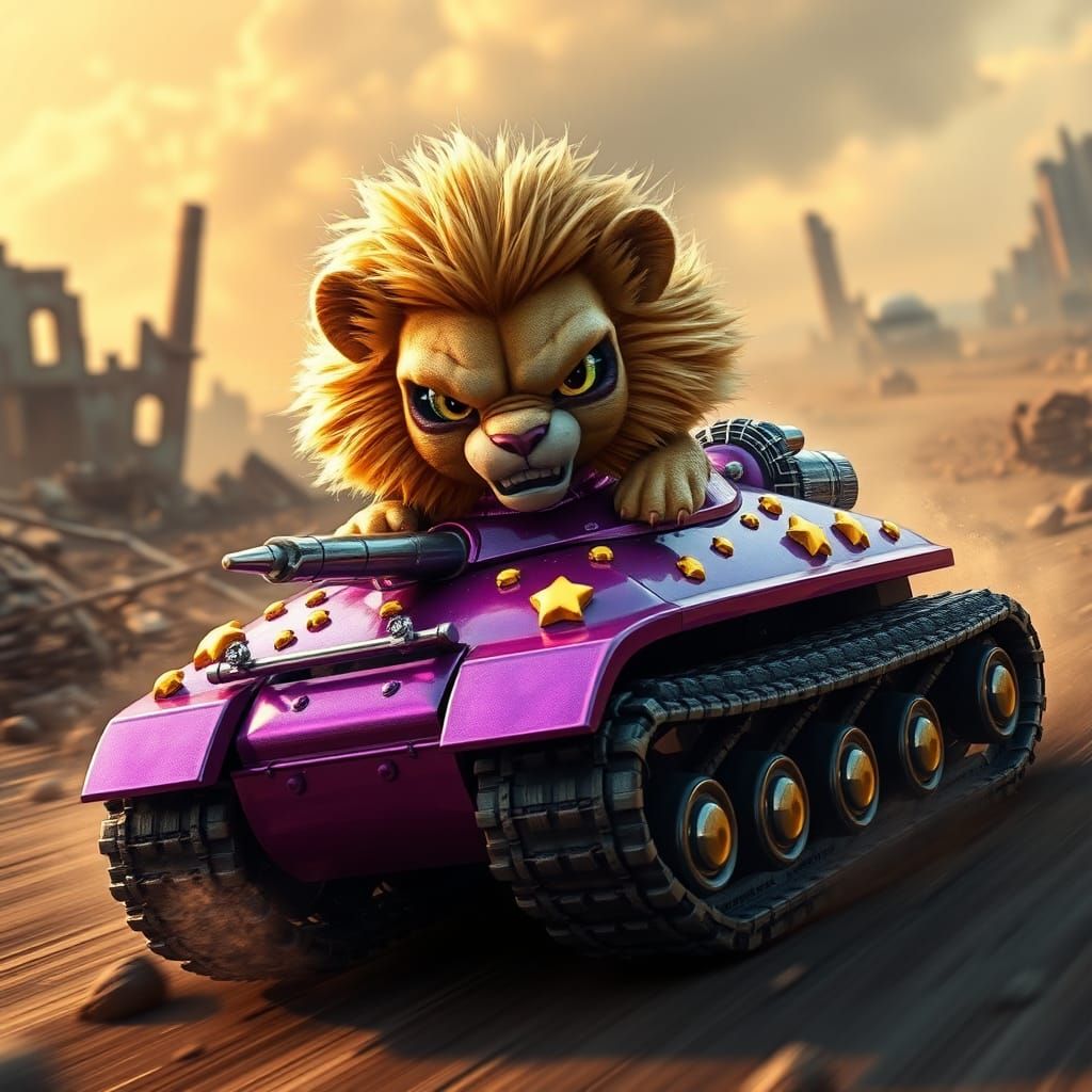 Lion Alien Races Cupcake Tank in Wasteland