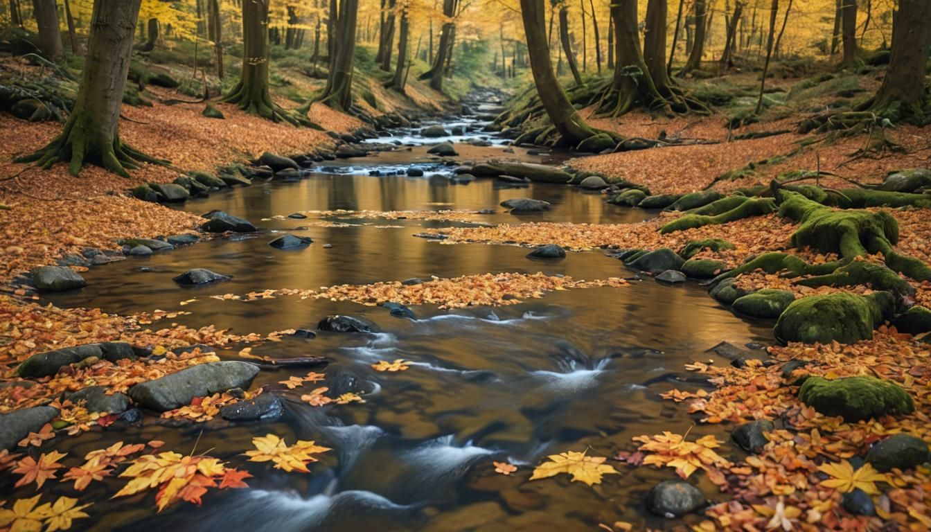 Autumn Forest Landscape in Golden Light