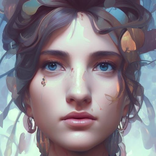 Detailed Portrait of a Greek Goddess in Art Nouveau Style