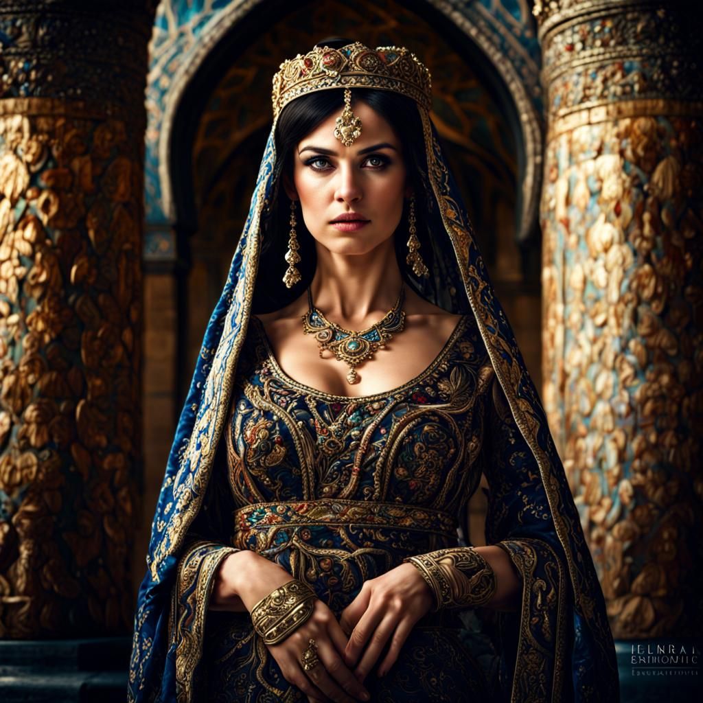Queen Esther in Persian Dress: Hyperrealistic Portrait