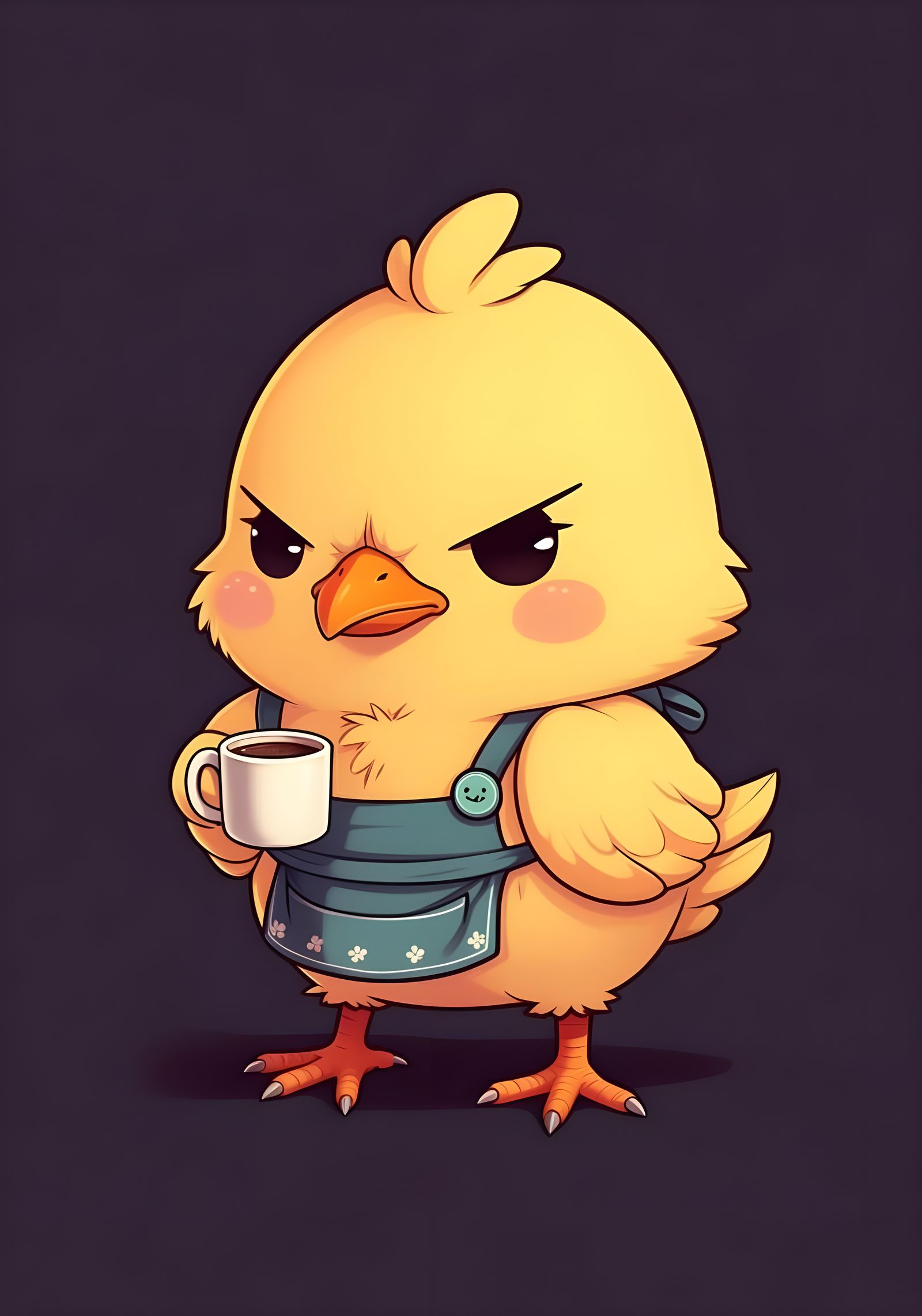 Grumpy Anime Chick with Coffee Cup