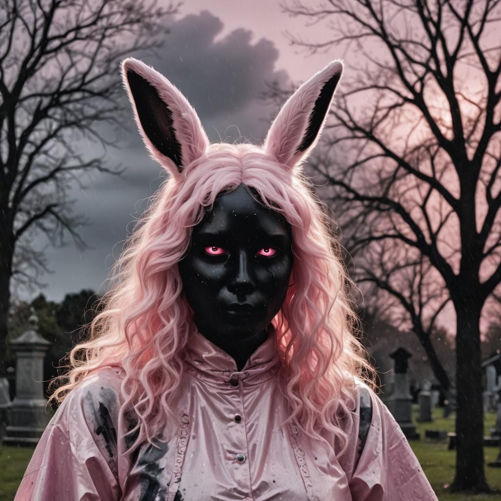 Creepy Angora Bunny in Dark Academia Style