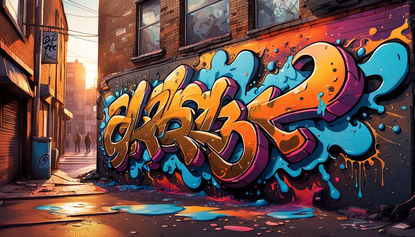 Colorful Graffiti Art Splash with Polychromatic Details