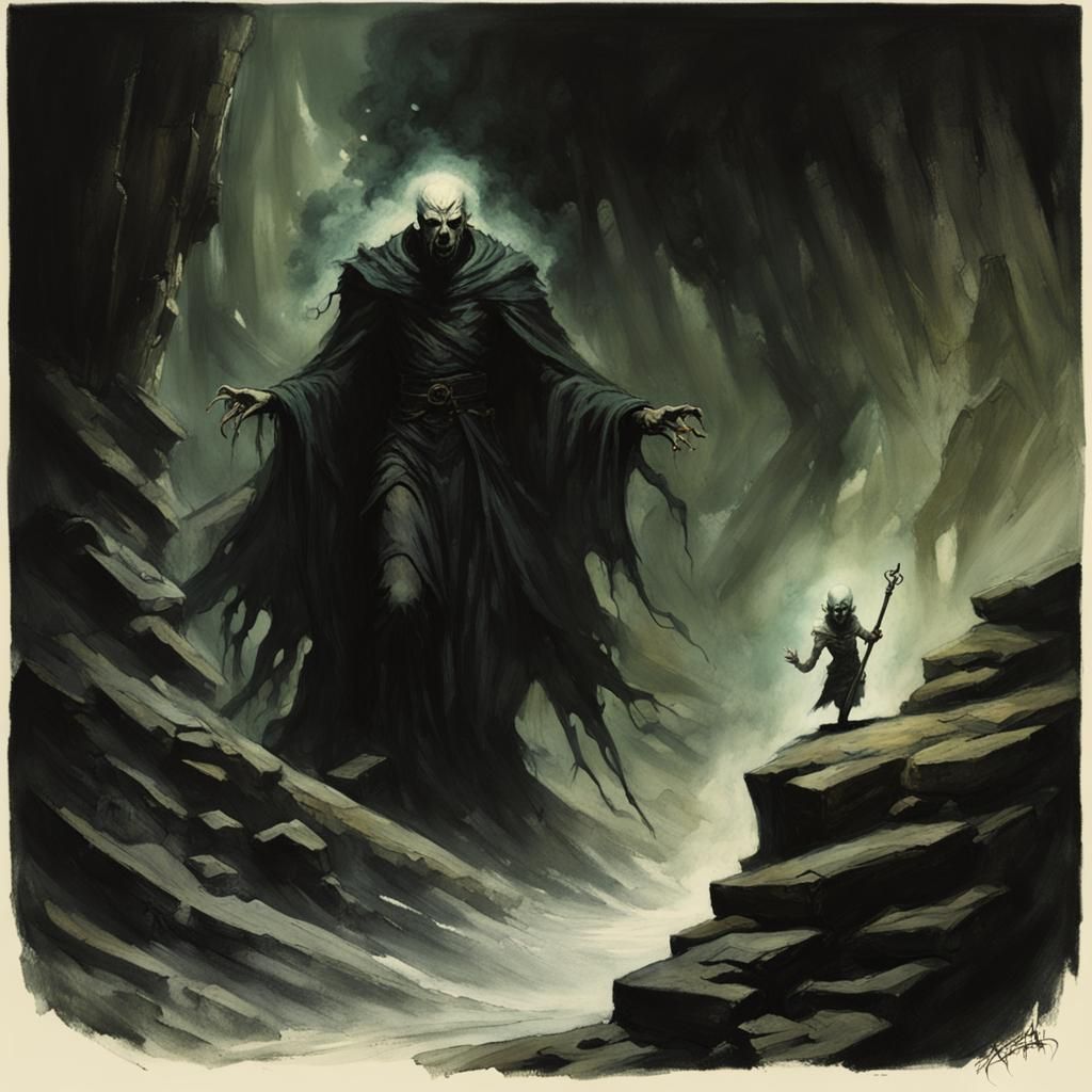 Ethereal Spirit's Descent into Hellish Chasm