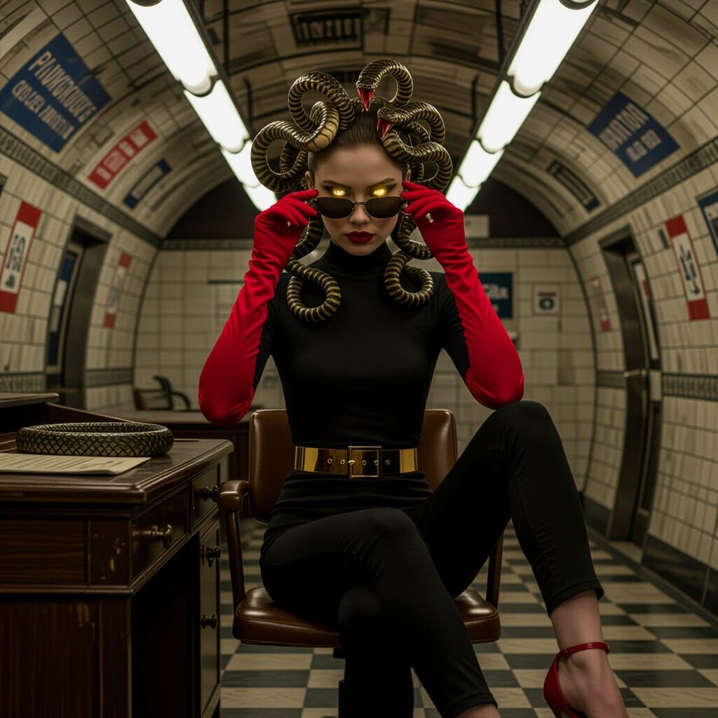 Gorgon Woman in Abandoned Metro Office