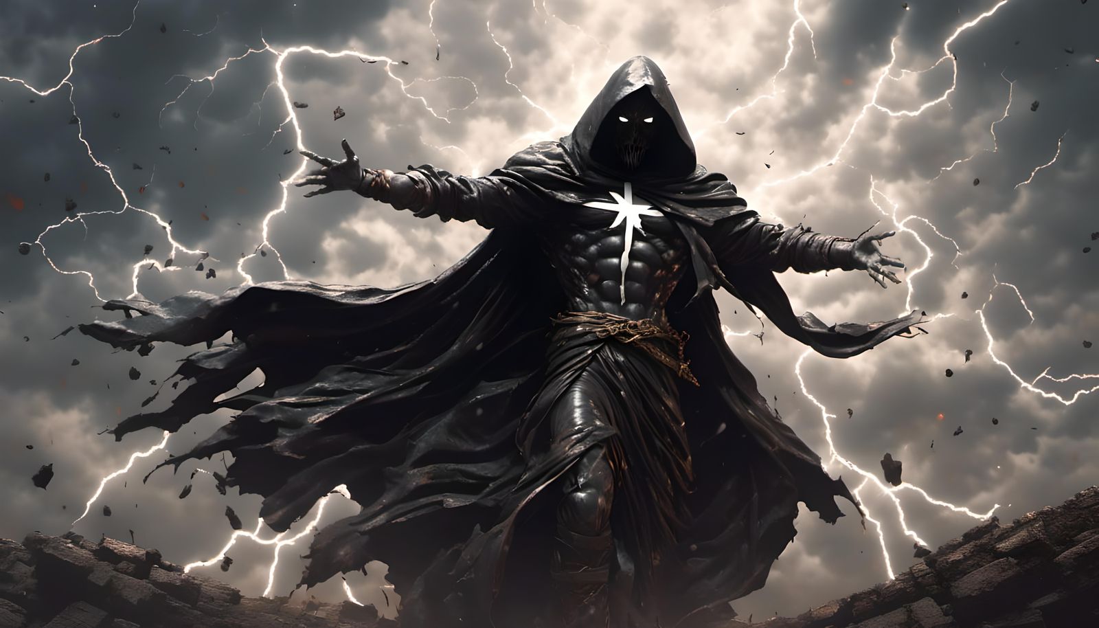 Dark Wraith Surrounded by White Lightning