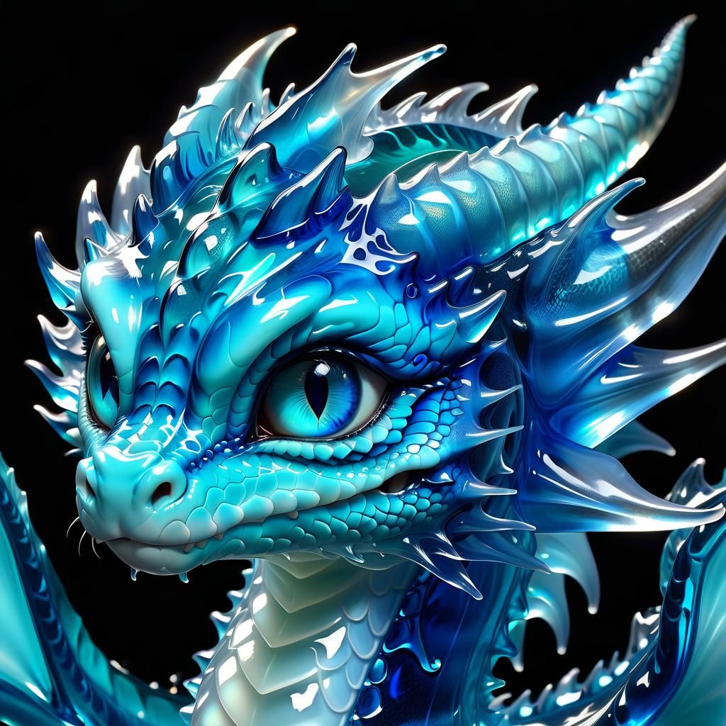 Aqua Gelatin Dragon Portrait in Anime Style