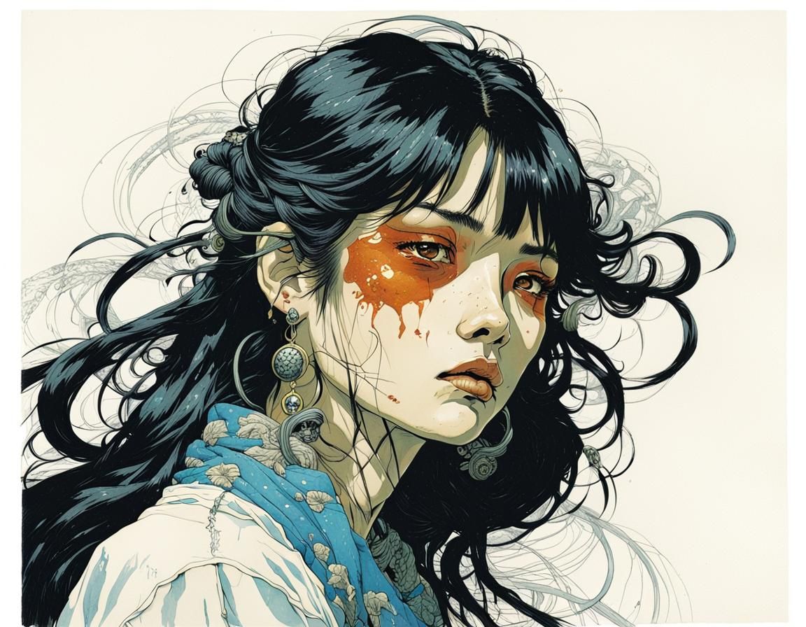 Woman Portrait in Color Block Style