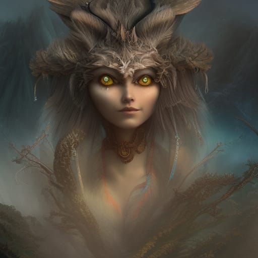 White Owl Grandmother in Detailed Matte Painting