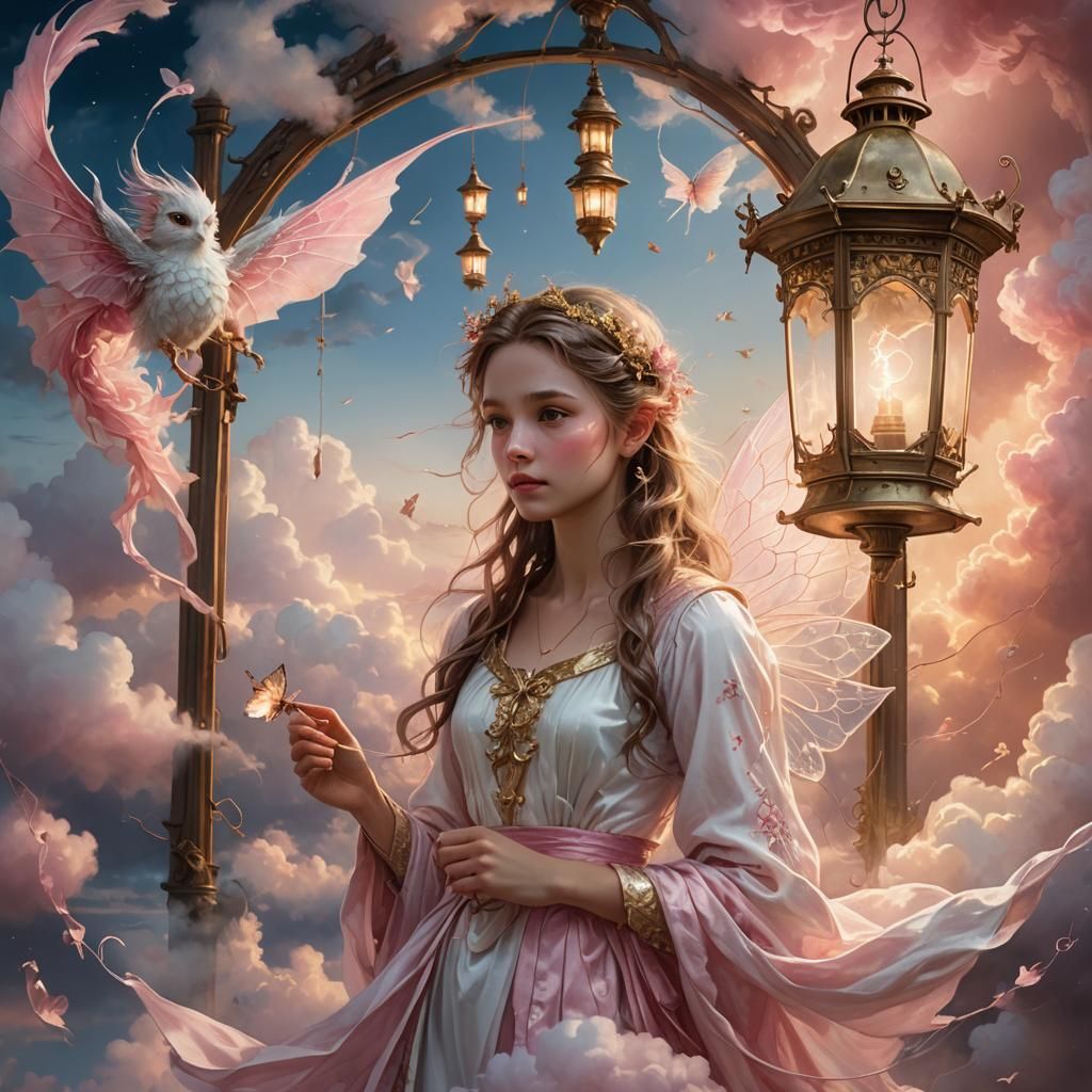 Fantasy Fairy in Lantern, Matte Painting
