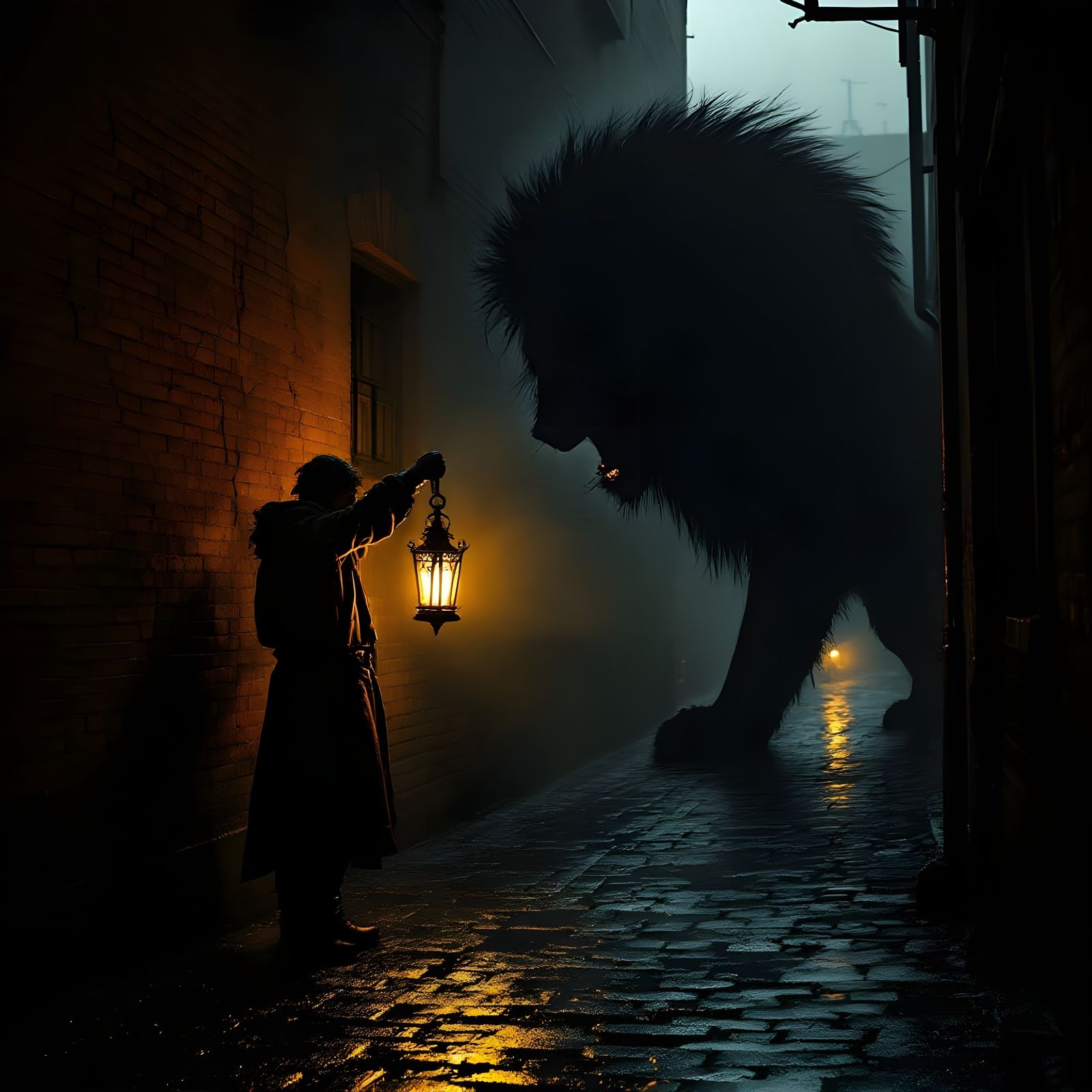 Surreal Shadow: The Lion in the Alley