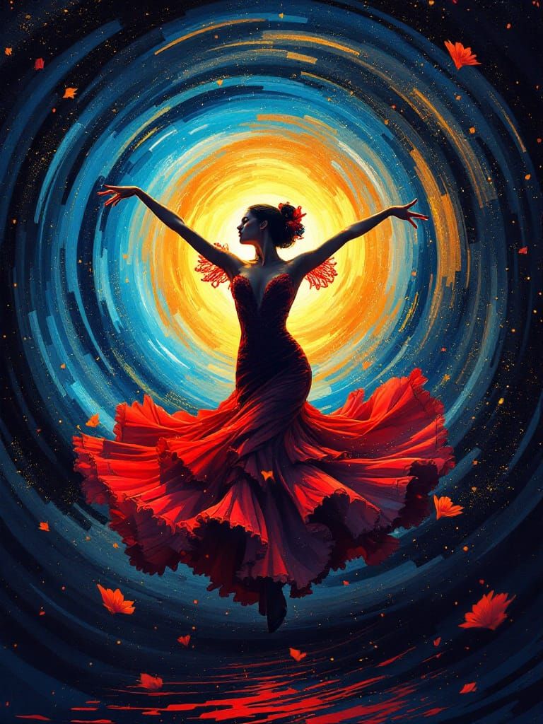 Flamenco Dancer in Swirl, Pop Art Screen Print