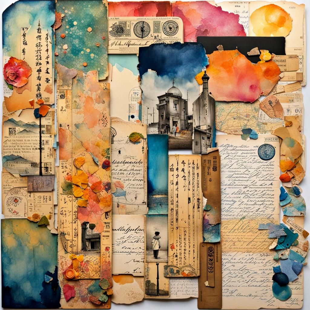 Scrapbook Page in Watercolor and Ink Style