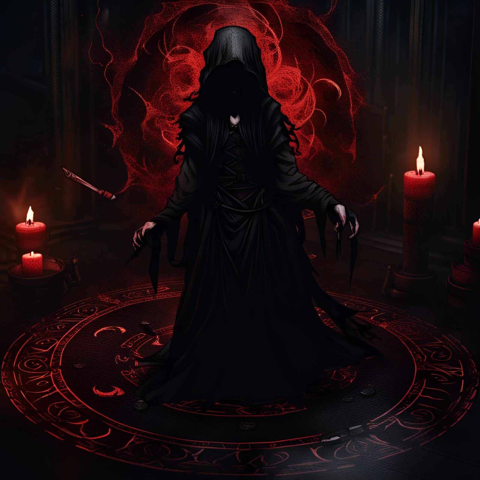 Bloody Witch Transformation in Dark Fantasy Horror