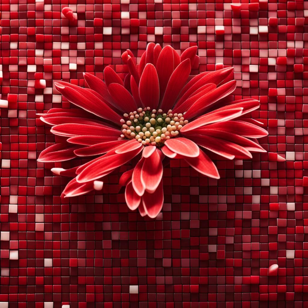 Red Floral Mosaic in Sharp Focus