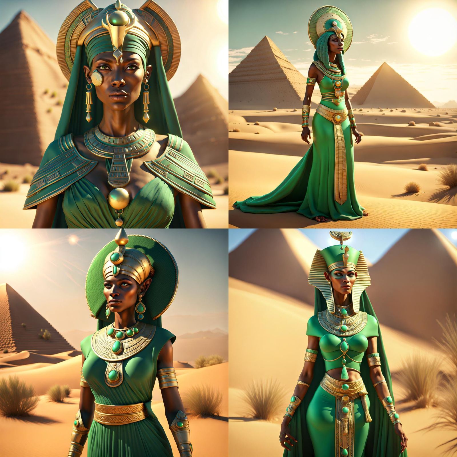 Egyptian Goddess Pakhet in Desert Landscape