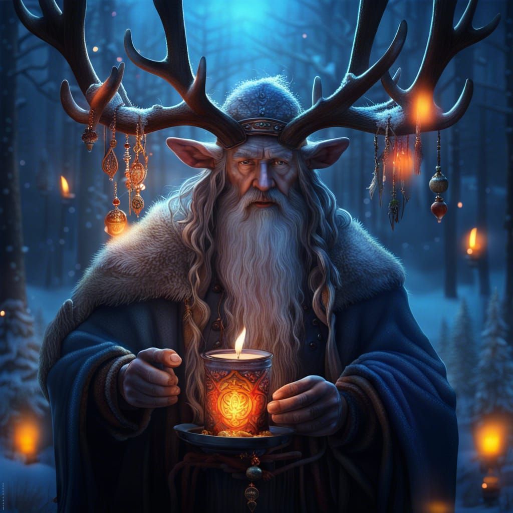 Winter Mage with Antlers and Candle