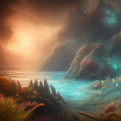 Fantastical Underwater Landscape in Detailed Matte Painting
