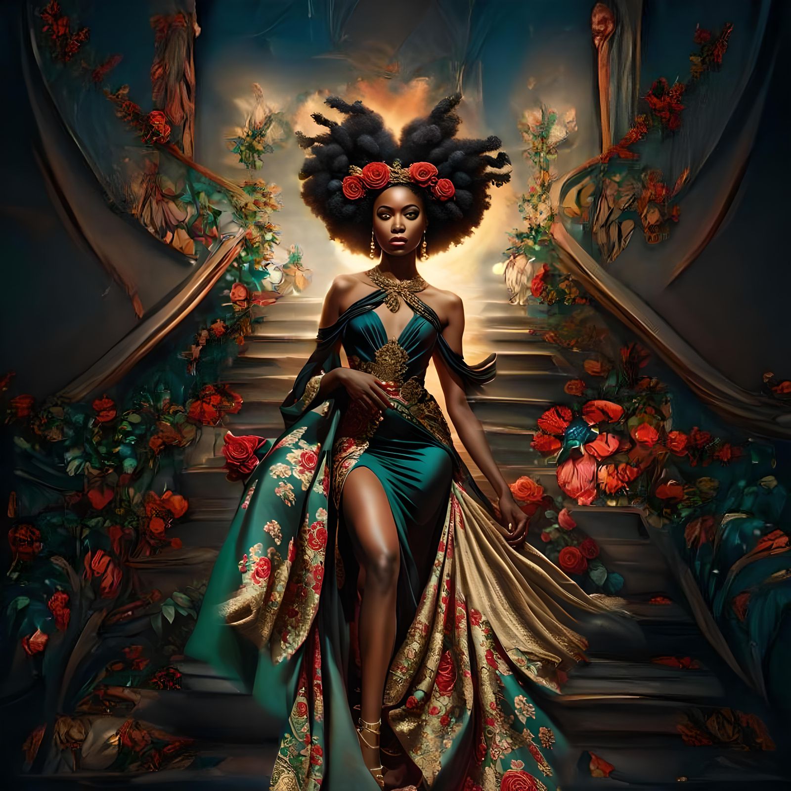 Afrofuturistic Fallen Angel Fashion Portrait