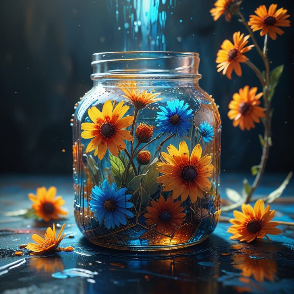 glass jar flowers