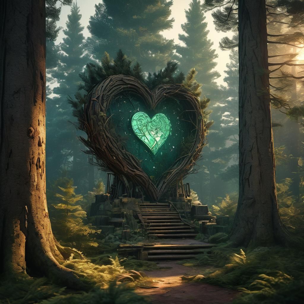 Ethereal Heart Shines in Whimsical Forest Concept Art
