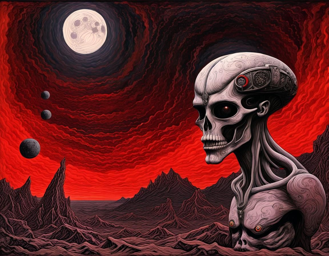 Apocalyptic Scene with Esoteric Symbols and Solar Eclipse