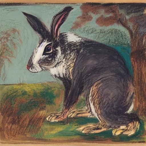 Abstract Rabbit Portrait Inspired by Rothko and Gainsborough