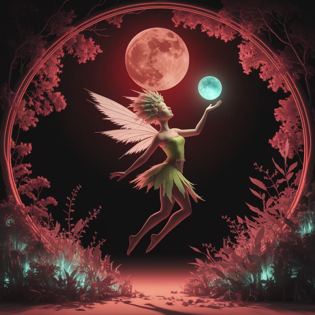 Clay Fairy's Fractured Dance in Art Nouveau Style