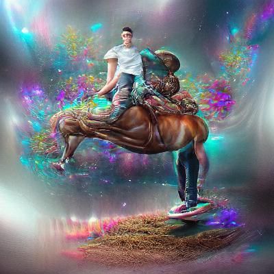 Ryan Trahan Rides Horse in Cosmic Illustration