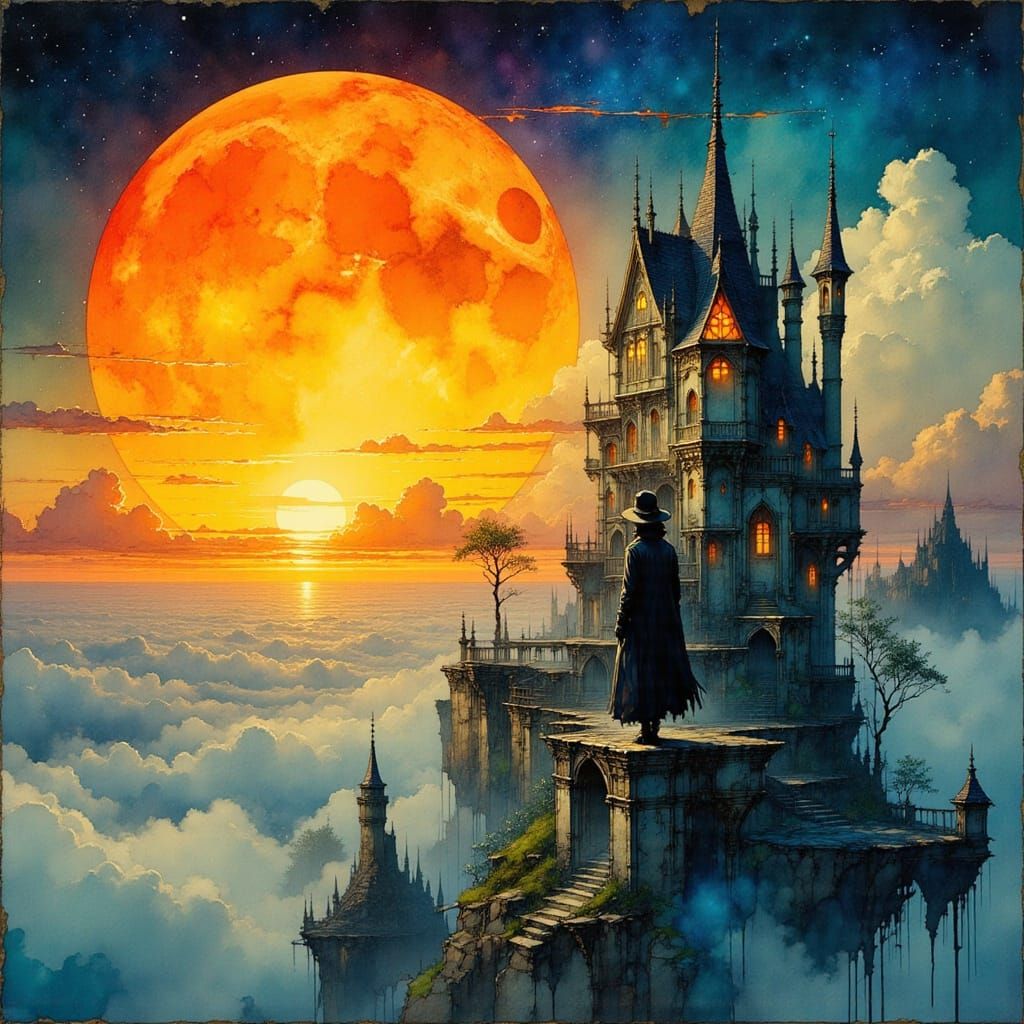 Neo-Gothic Tower at Sunset with Majestic Watchman