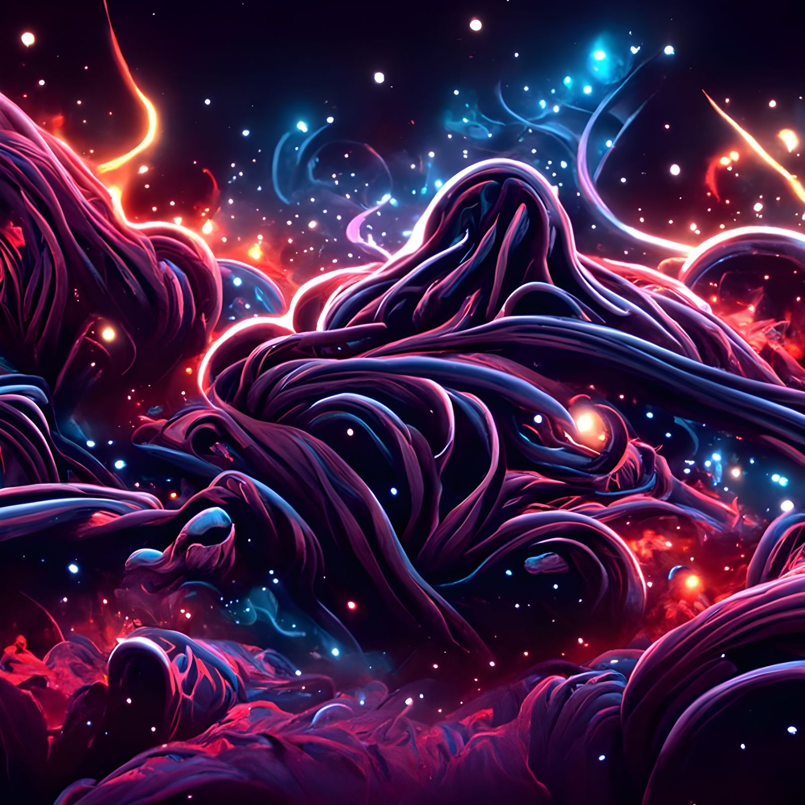 Dark Matter in Digital Matte Black Paper Art Style