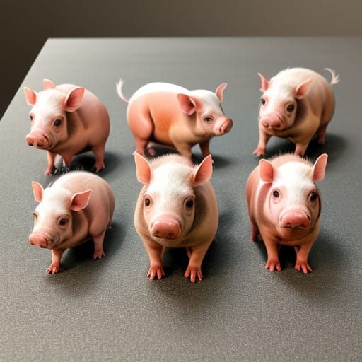 Emaciated Pigs in a Surreal Setting