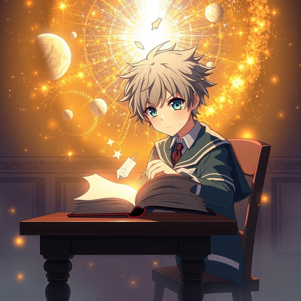 Boy Opens Book to Reveal Outer Space Portal