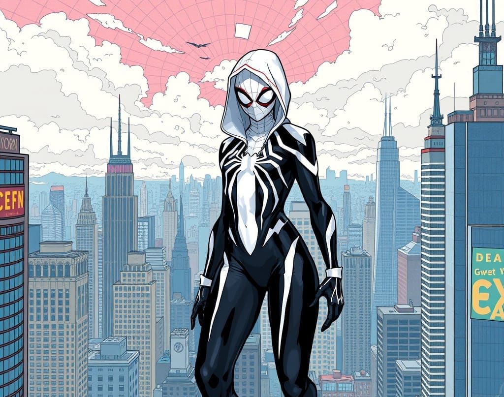 Giant Spider Gwen Walking Through City