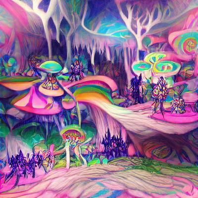 Psychedelic Fantasy Landscape with Elf Land