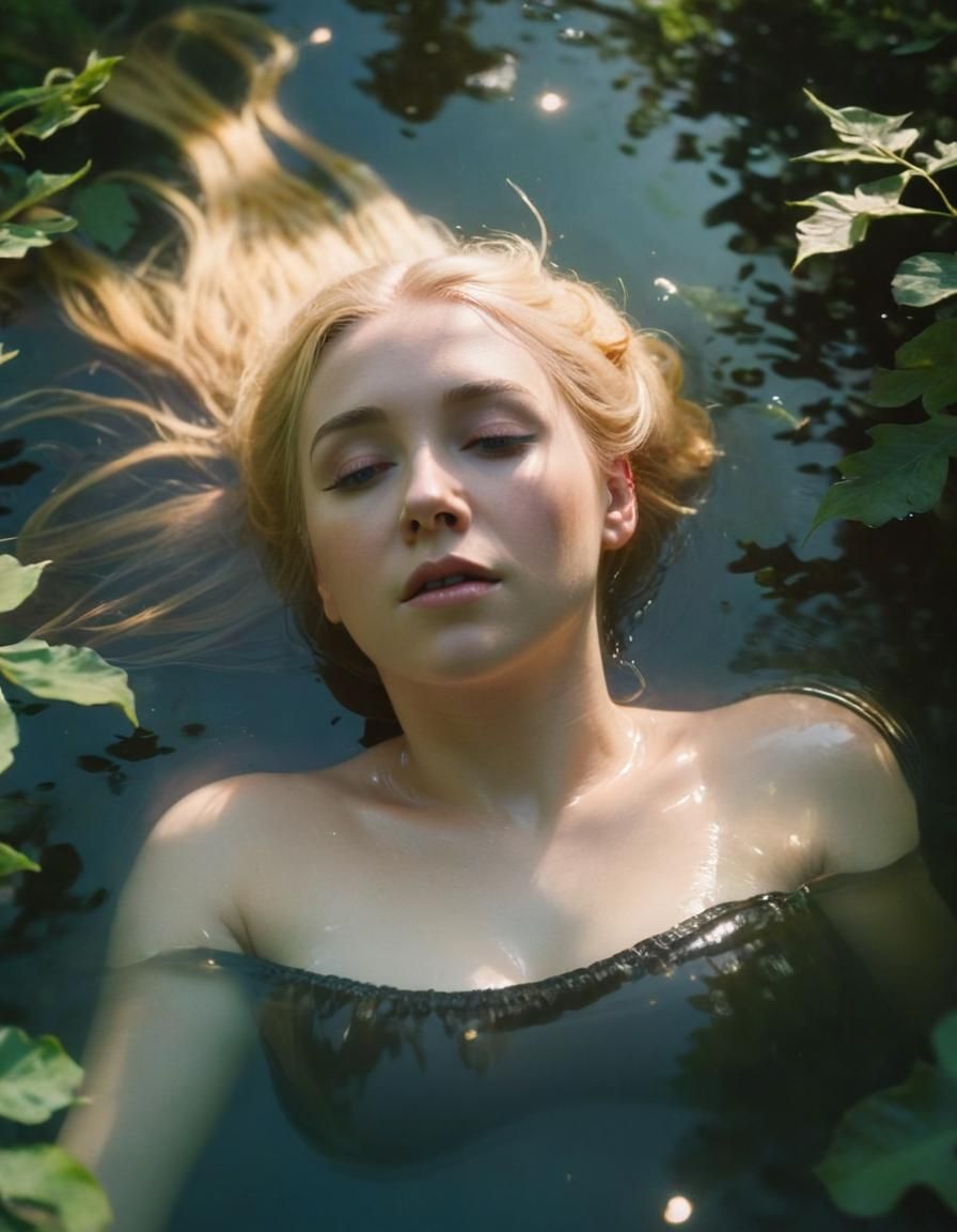 Ophelia in Water: Cinematic Film Still