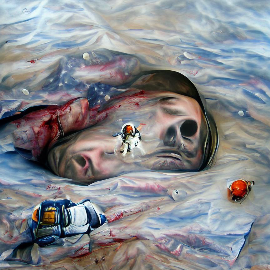 Hyperrealistic Dead Astronaut Creeping Up