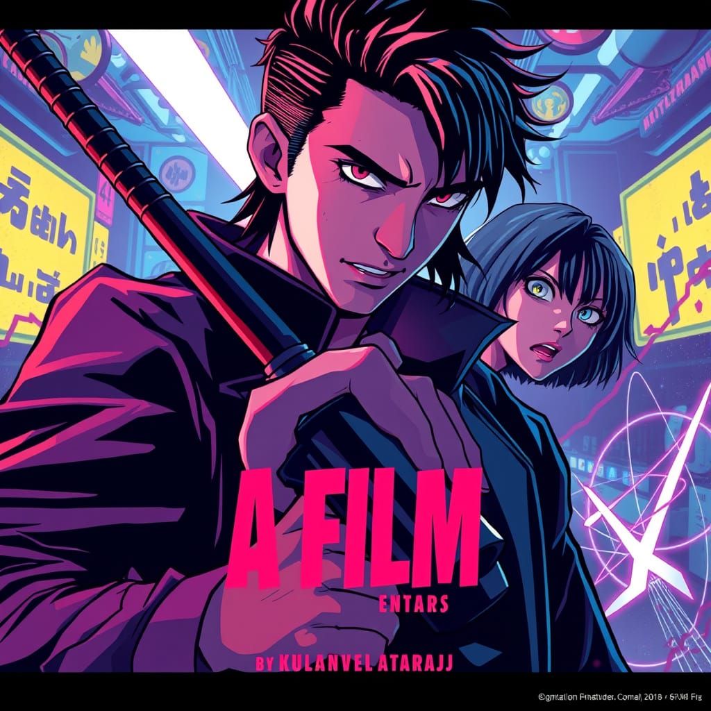 Anime Key Visual for A FILM in Neon Color Palette