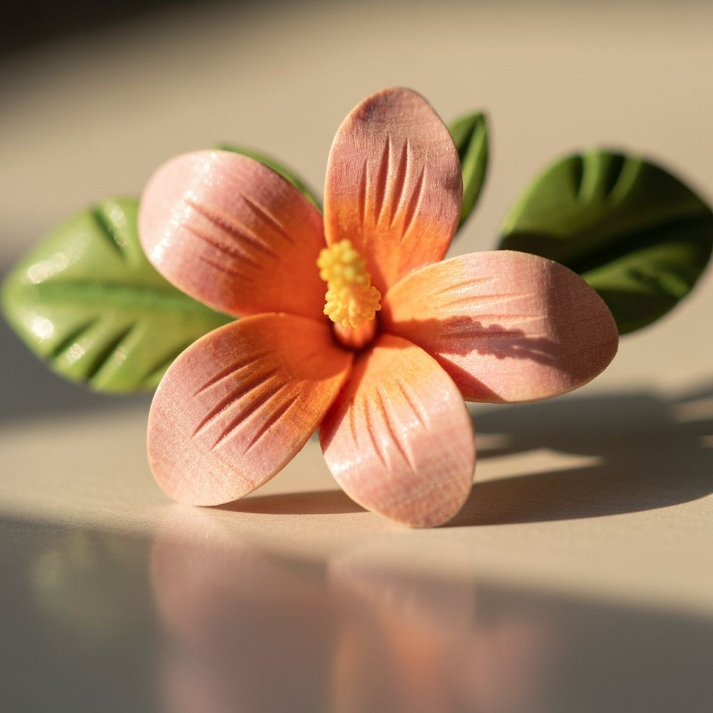 Hand-Carved Tropical Flower in Pastel Colors