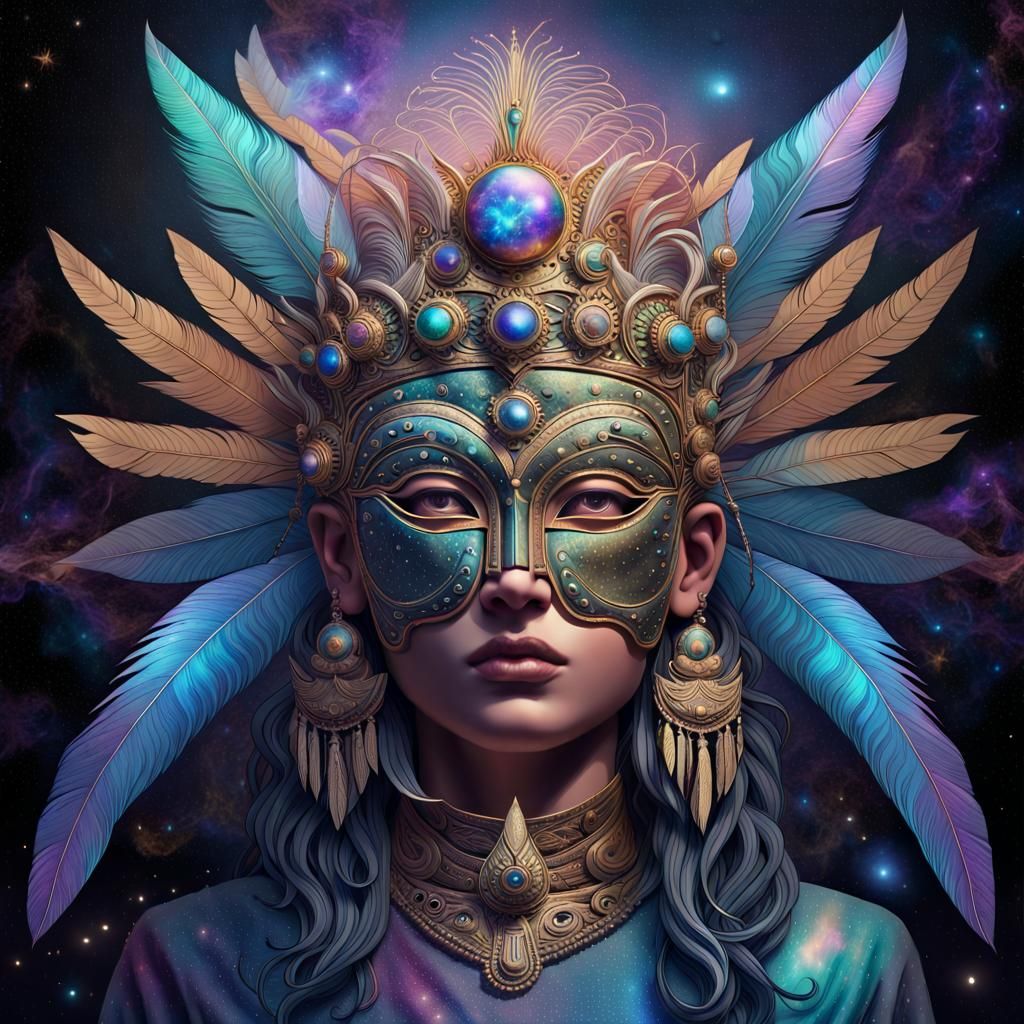 Celestial Deity Mask with Constellation Details