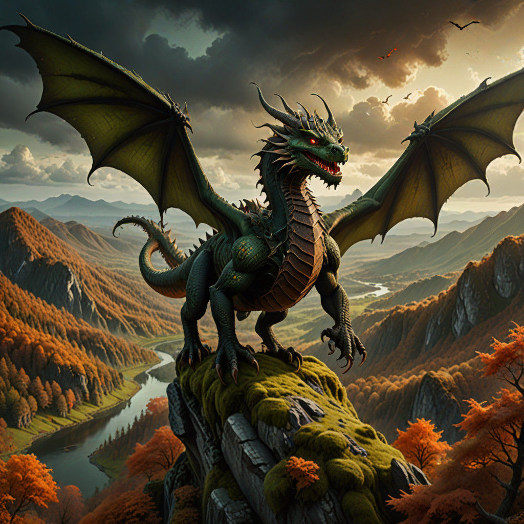 Stunning Autumn Forest Dragon Takes Flight in Meticulously D...