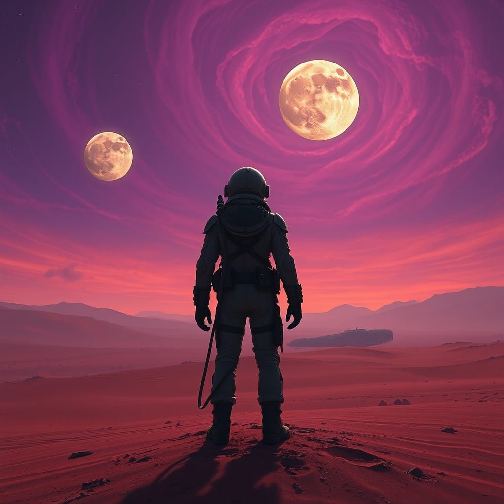 Victorian Astronaut on Desolate Alien World