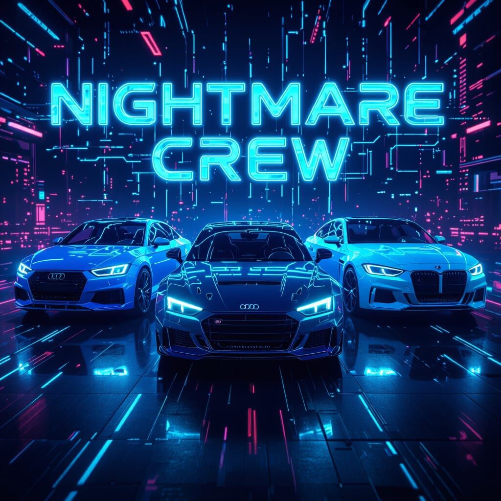 NightMare Crew Hologram Logo in Cyberpunk Style