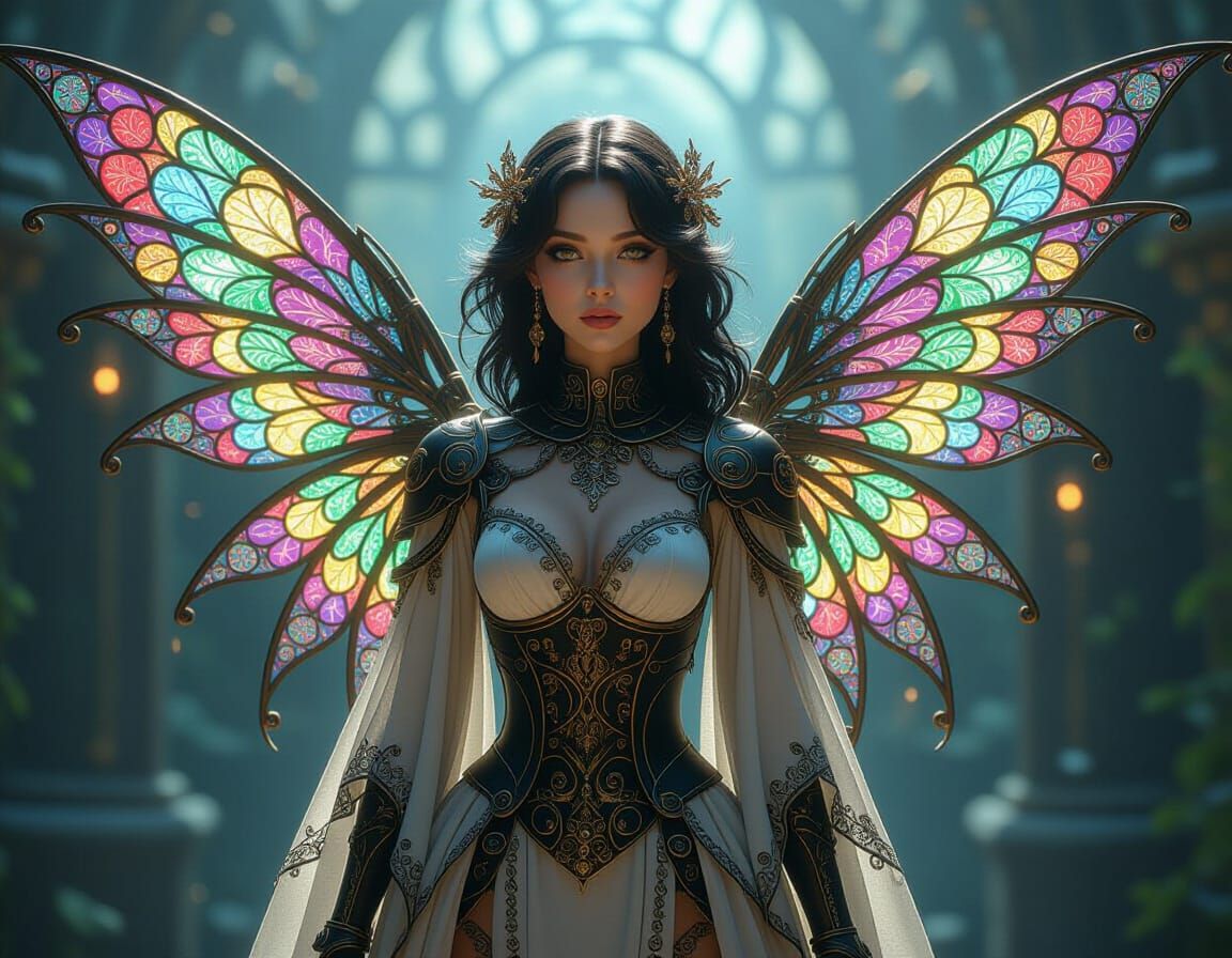 Fragile Angel Stained Glass Floral Gossamer Filigree Wings H...