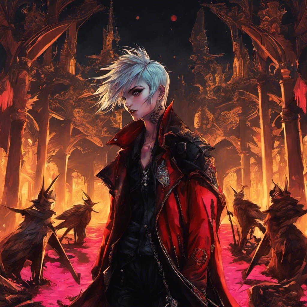 Punk Anarchist Vampire in Anime Style