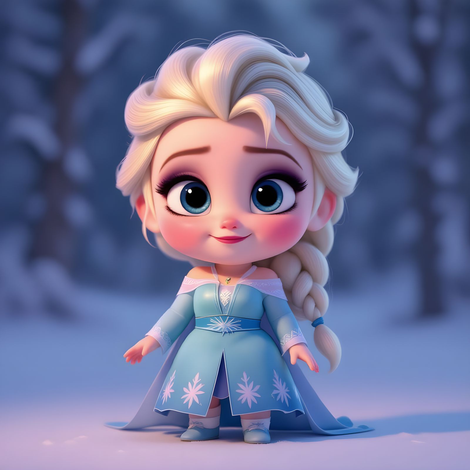 Hyper Realistic Baby Elsa in Pixar Style