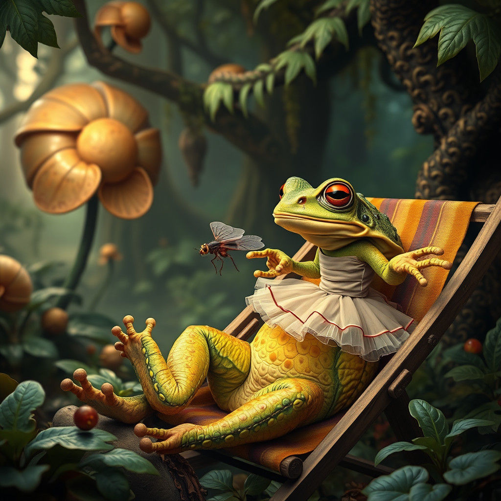 Anthropomorphic Toad and Lizard Perform in Forest