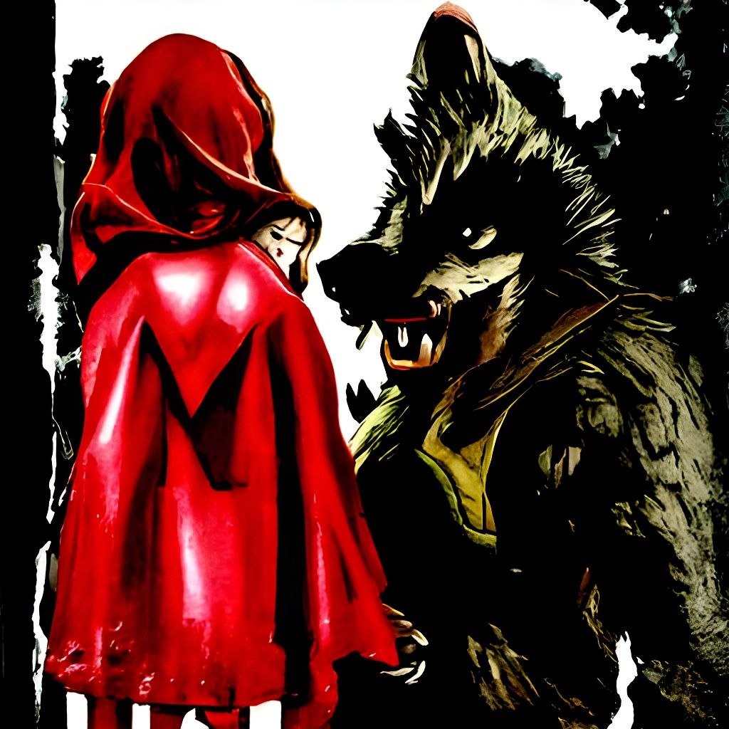 Big Bad Wolf and Red Riding Hood in Marvel Comic Style