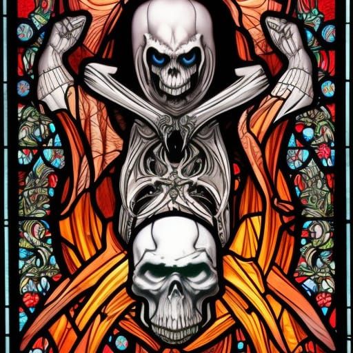 Grim Reaper Stained Glass Window Comic Art